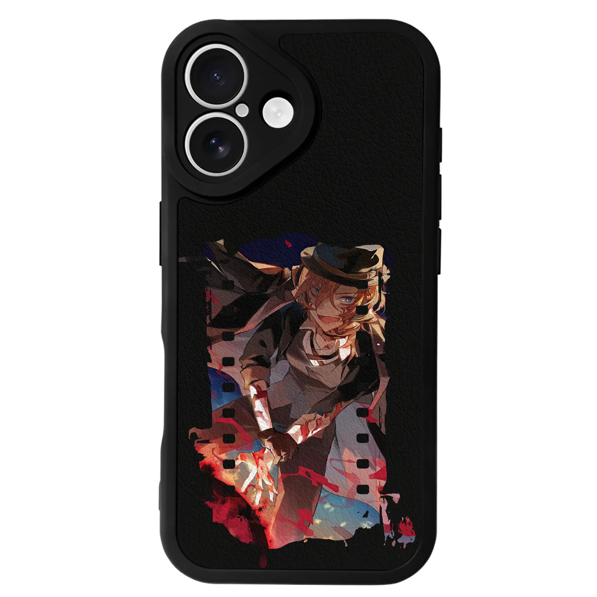 文豪ストレイドッグス グッズ,中原中也 - IPhone 16シリーズ対応 ・ シリコンスマホケース ・ レザー調 ・ 高精度フィット ・ 耐衝撃 ・ ワイヤレス充電対応 ・ 精密カット